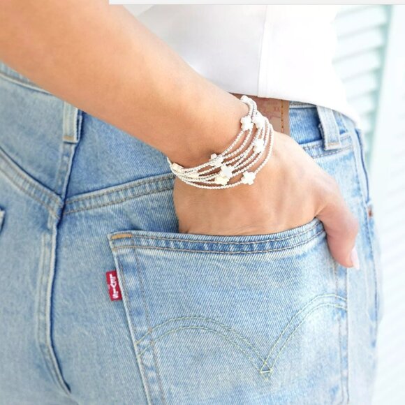 Enewton White Cross & Platinum Bead Bracelet Set - Picture 1 of 7